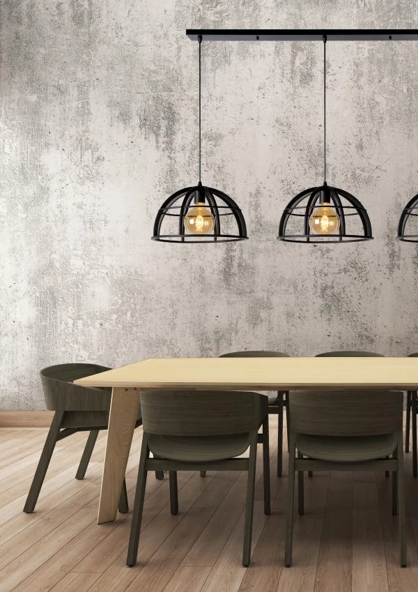 Lucide DIKRA - Pendant light - Ø 40 cm - 3xE27 - Black - ambiance 1